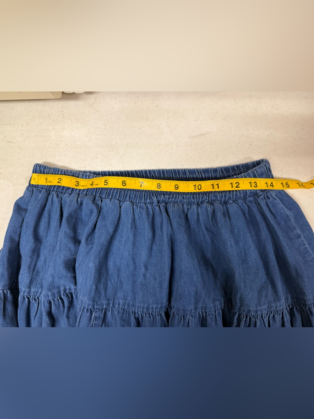 Vtg Glen Cove Chambray Tiered Maxi Skirt XL Cottagecore Boho Prairie - Picture 9 of 13